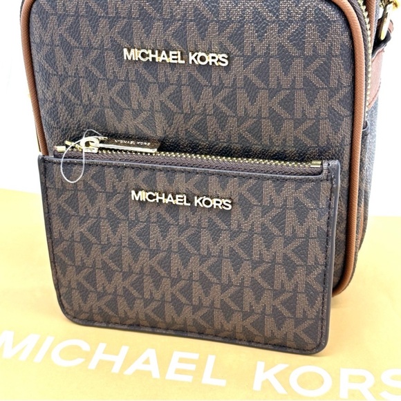 Michael Kors Medium NS Chain Xbody Bag & Small TZ Coinpouch w/ID Brown/Gold - Picture 10 of 12